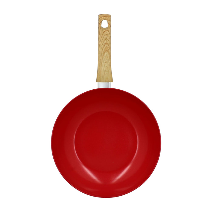 Wok 28cm avec revêtement céramique rouge - tous feux COLORAMA