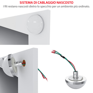 Toeletta Tavolino Da Trucco Tavolo Con 9 Luci LED Con Luminosità Regolabile 2 Cassetti 3 Scomparti A Giorno Specchio Make Up 40x80x140 Cm Bianco