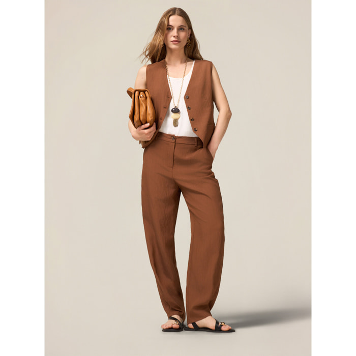 Oltre - Pantalones palazzo de tejido fluido - Marrón