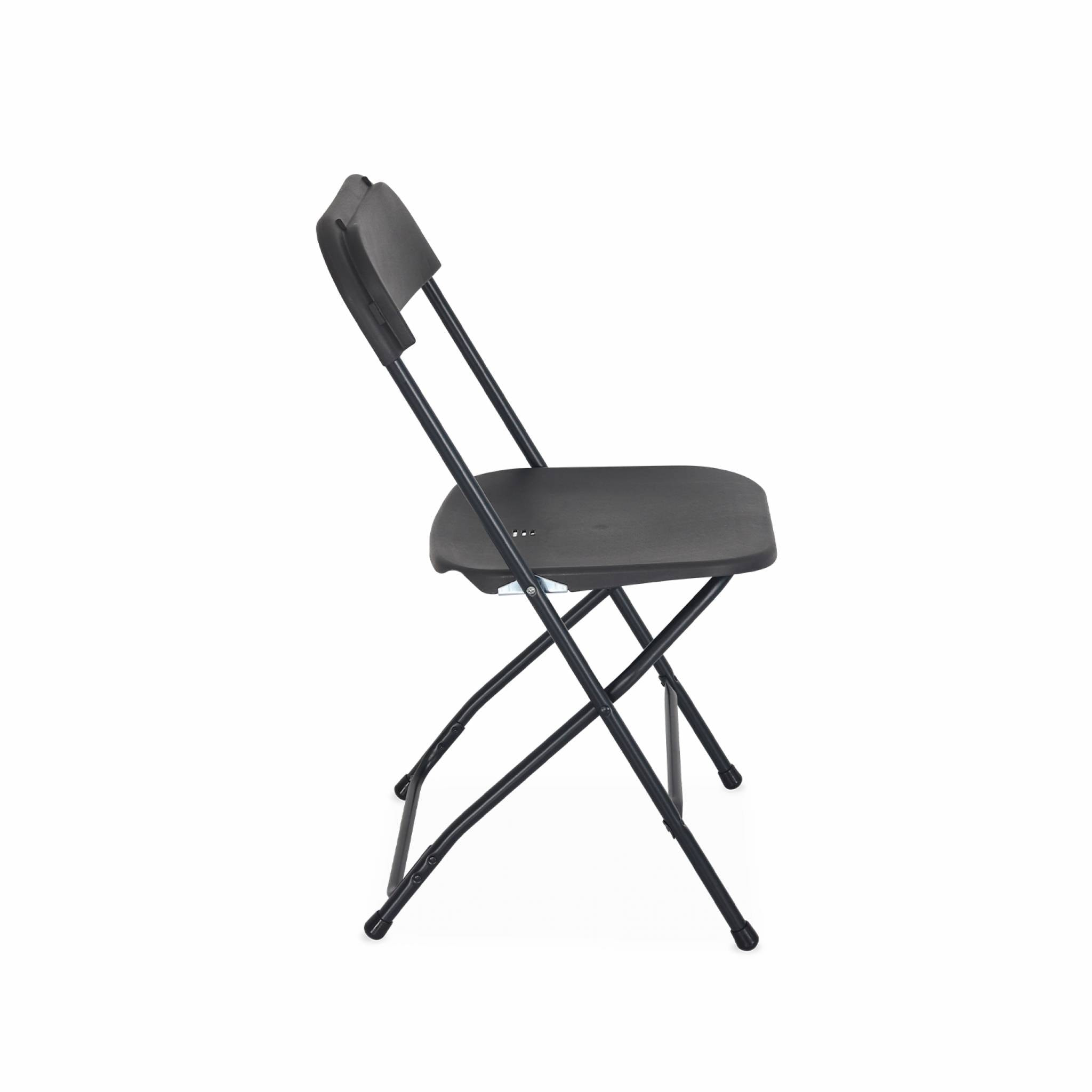 Chaises de réception pliantes – Fiesta – 6 chaises d'appoint en plastique gris foncé et métal