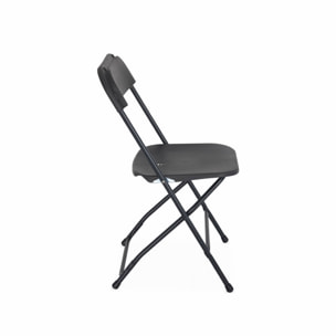 Chaises de réception pliantes – Fiesta – 6 chaises d'appoint en plastique gris foncé et métal