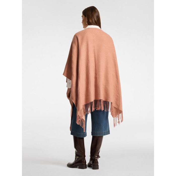 Elena Mirò - Poncho con loghi embossed - Rosa