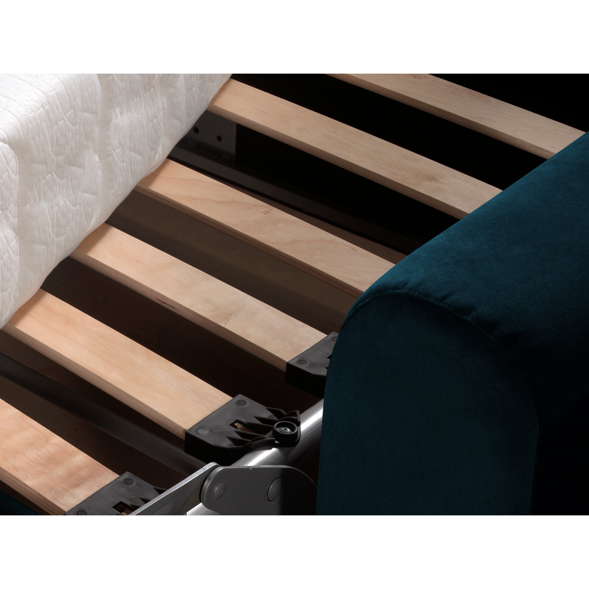Owen - canapé 3 places convertible express couchage quotidien 140 cm matelas 12 cm en velours - Bleu canard