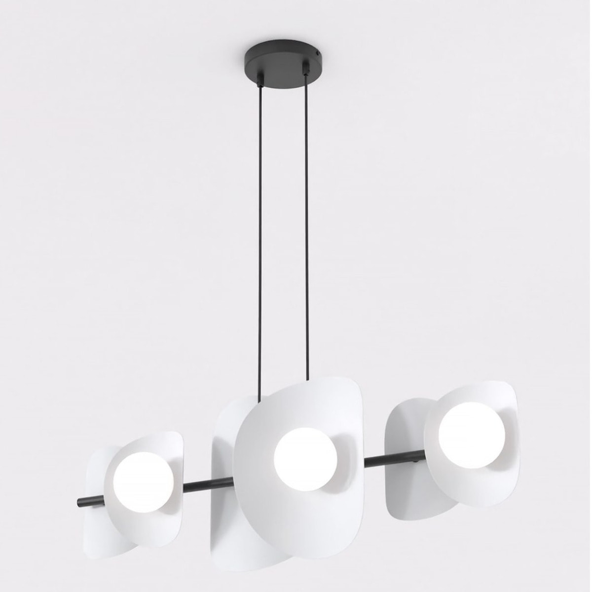 Lampada a sospensione Elementi in acciaio grigio e vetro