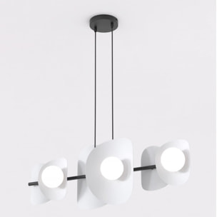 Lampada a sospensione Elementi in acciaio grigio e vetro
