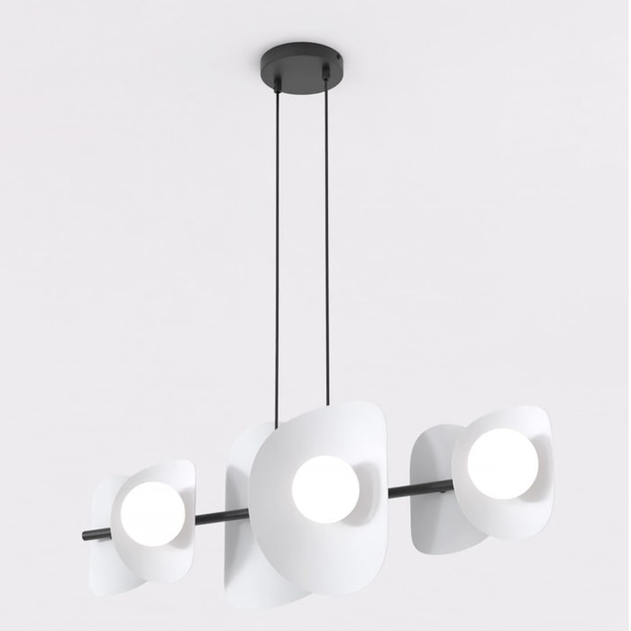 Lampada a sospensione Elementi in acciaio grigio e vetro