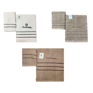 Renato Balestra 3 Set di 2 Asciugamani da bagno (1 viso e 1 bidet) Ass (Bianco-Fango-Sabbia)
