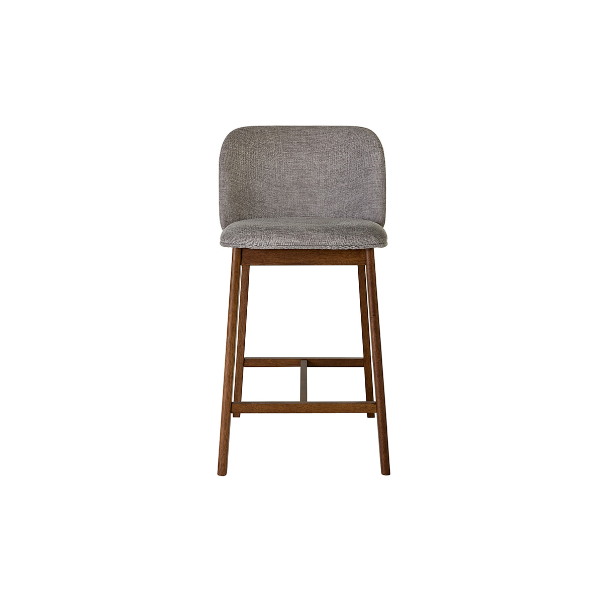 Tabourets de bar en tissu effet velours texturé gris et bois foncé H69 cm (lot de 2) TIEGA
