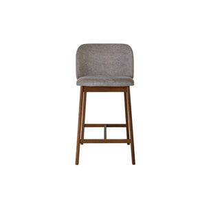 Tabourets de bar en tissu effet velours texturé gris et bois foncé H69 cm (lot de 2) TIEGA