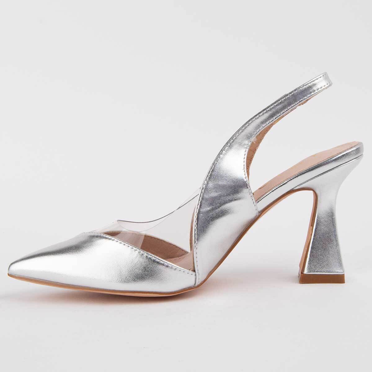 Zapato De Tacón - Plateado - Altura: 8 Cm