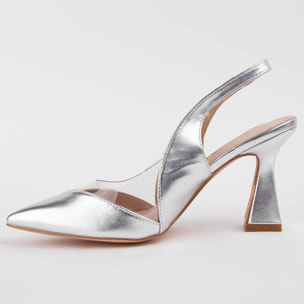 Zapato De Tacón - Plateado - Altura: 8 Cm