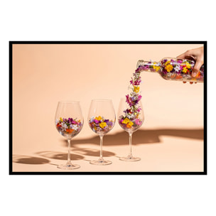 Affiche encadrée voilier blanc au drapeau rouge Affiche + cadre en métal - Noir