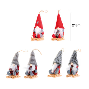 Set 2 Gnomo Su Slitta Decorativo Natalizio Modello Fenan