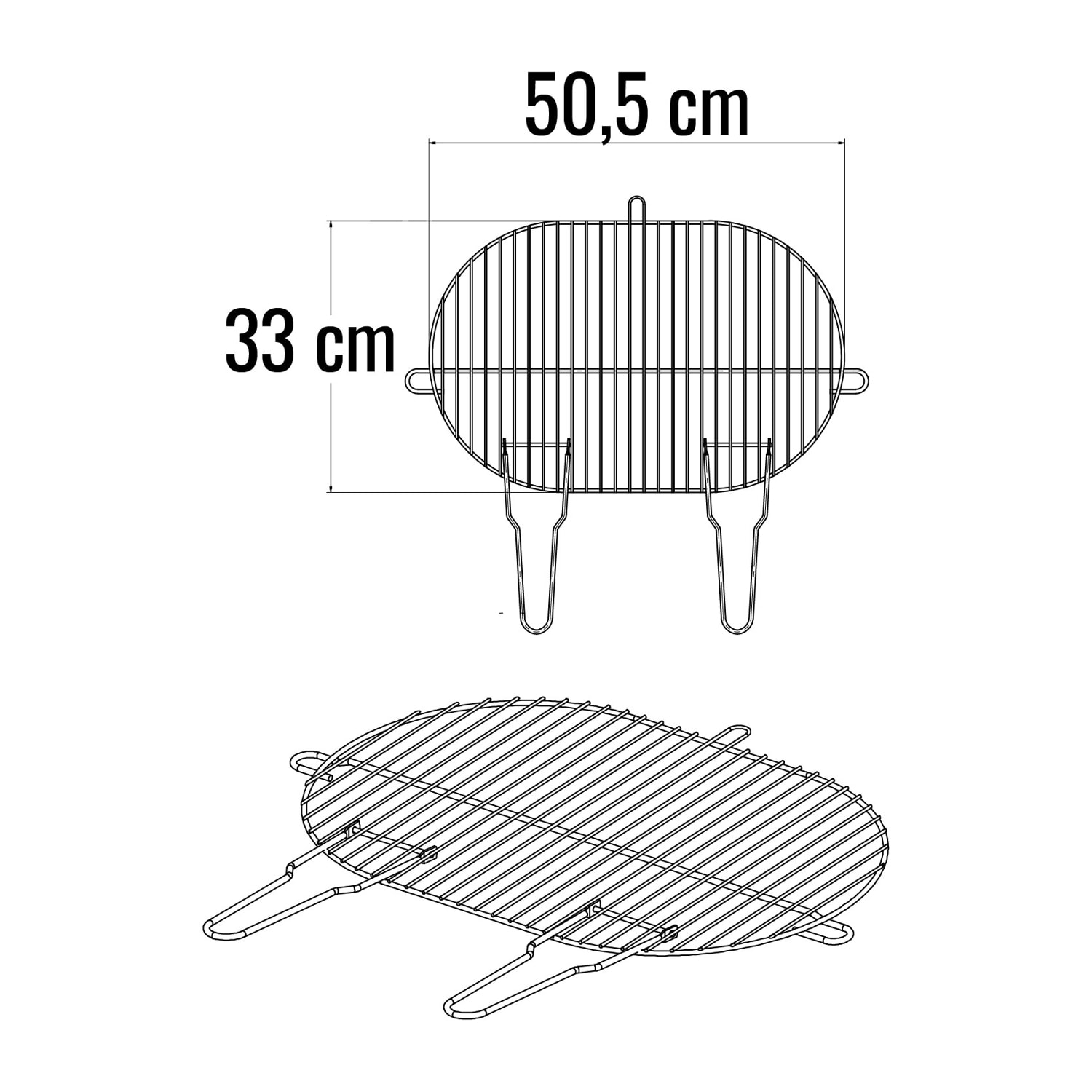 Grille ovale simple en acier chromé – 50,5 x 33 cm