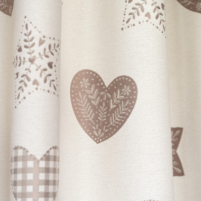 Rideau jacquard à œillets avec motif cœur - Lin