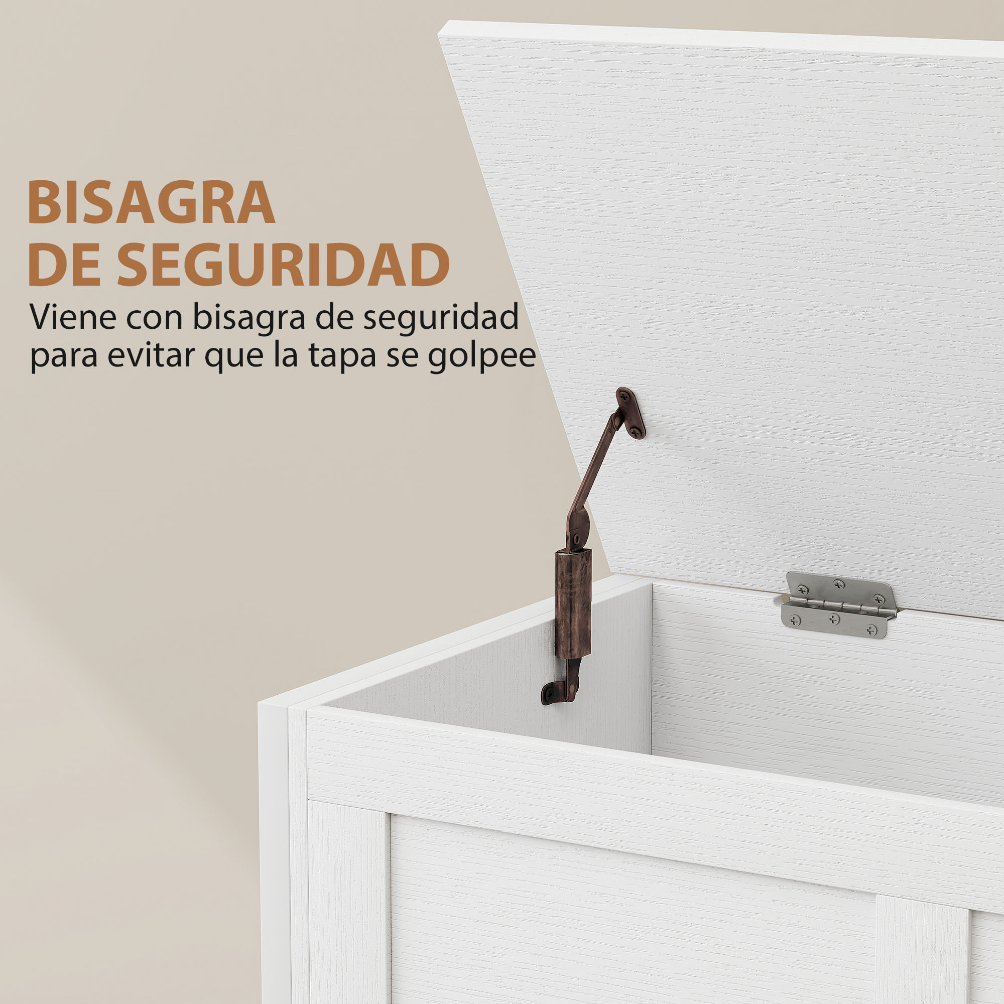 Baúl de Almacenaje para Dormitorio 95 L Banco de Almacenaje con Tapa Bisagra de Seguridad para Pasillo Salón 80x40x50 cm Blanco Veteado