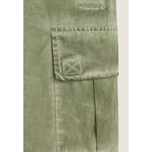 Pantaloni cargo da donna in tessuto popeline effetto used