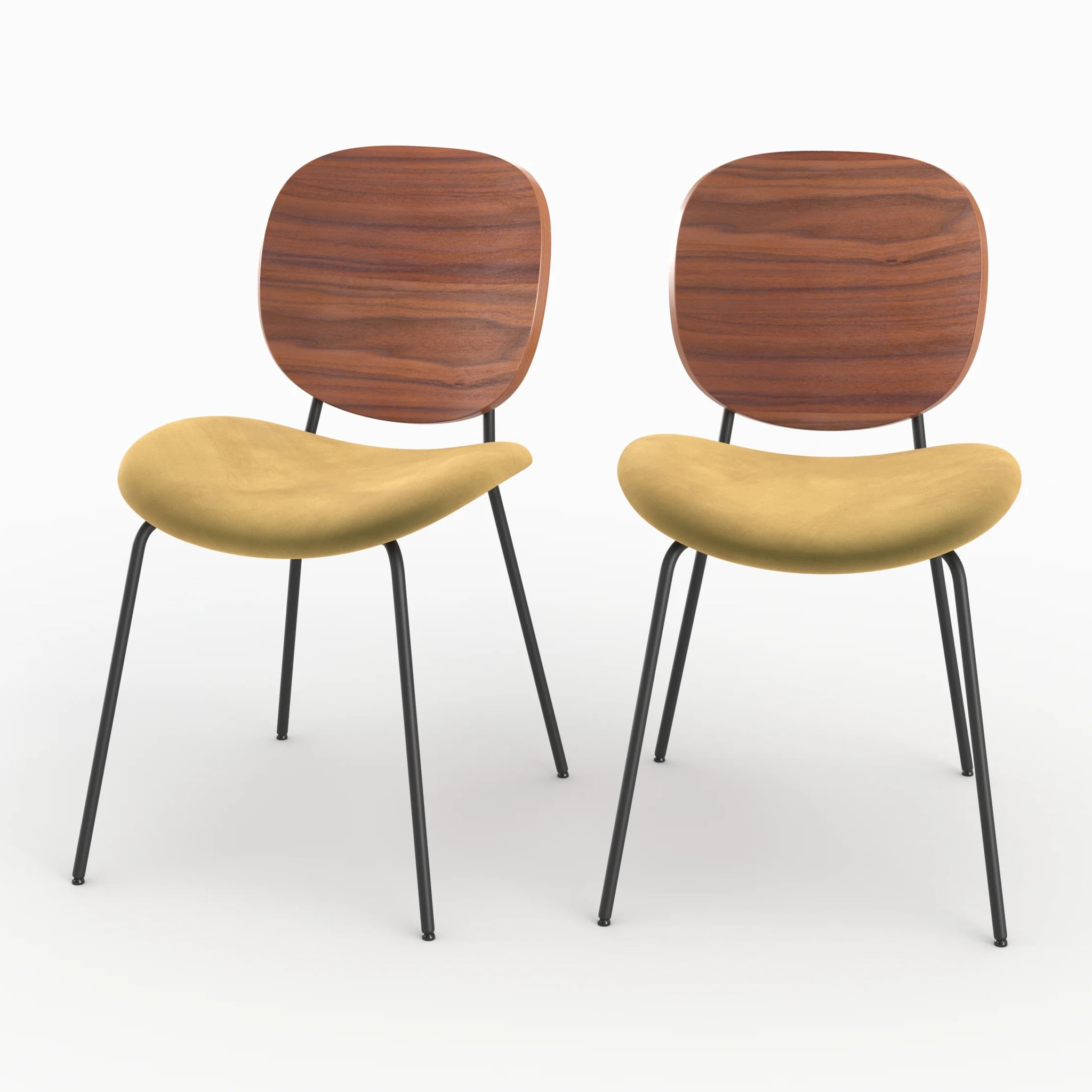 Lot de 2 chaises en velours jaune moutarde - Simone