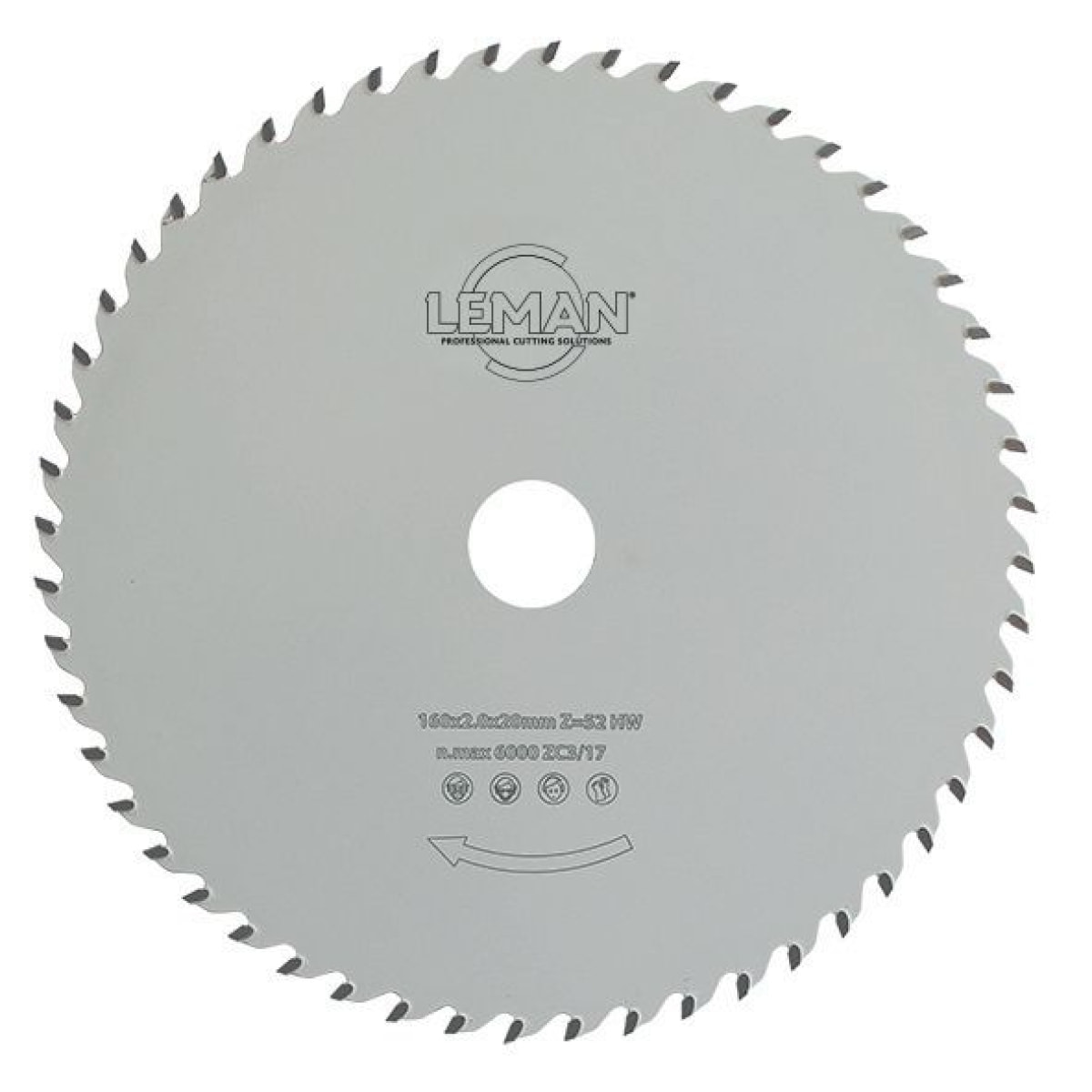 Lame carbure multi-matériaux D. 190 mm x ép. dents 2,0 - 1,4 x Al. 30 mm 55 dents - Leman - 923.190.3055