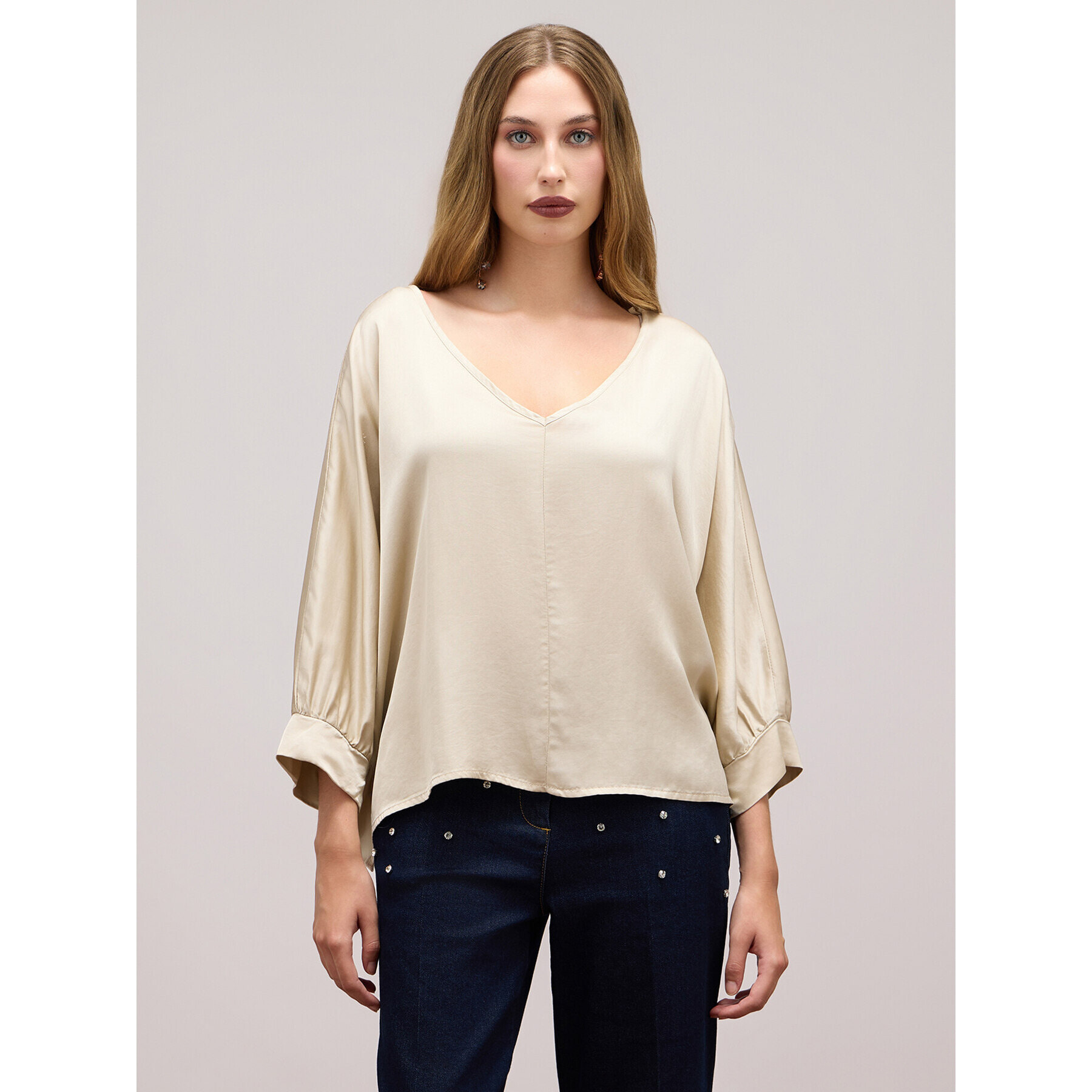 Oltre - Blusa in raso di viscosa - Beige