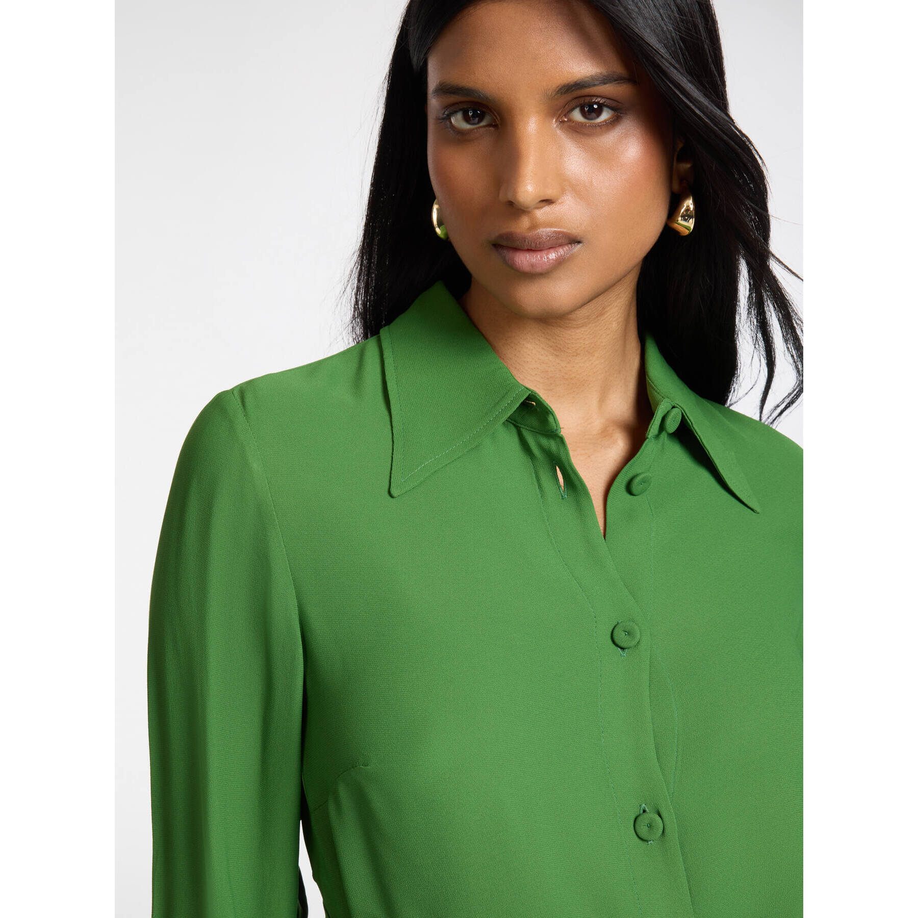 Elena Mirò - Vestido camisero con cinturón - Verde