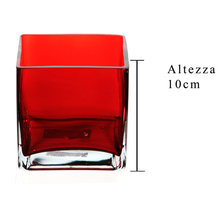 Cubo Colorato. Altezza 10 Cm - Pezzi 4 - 10X10X10cm - Colore: Rosso - Bianchi Dino - Vasi E Cont. Vetro, Alzate