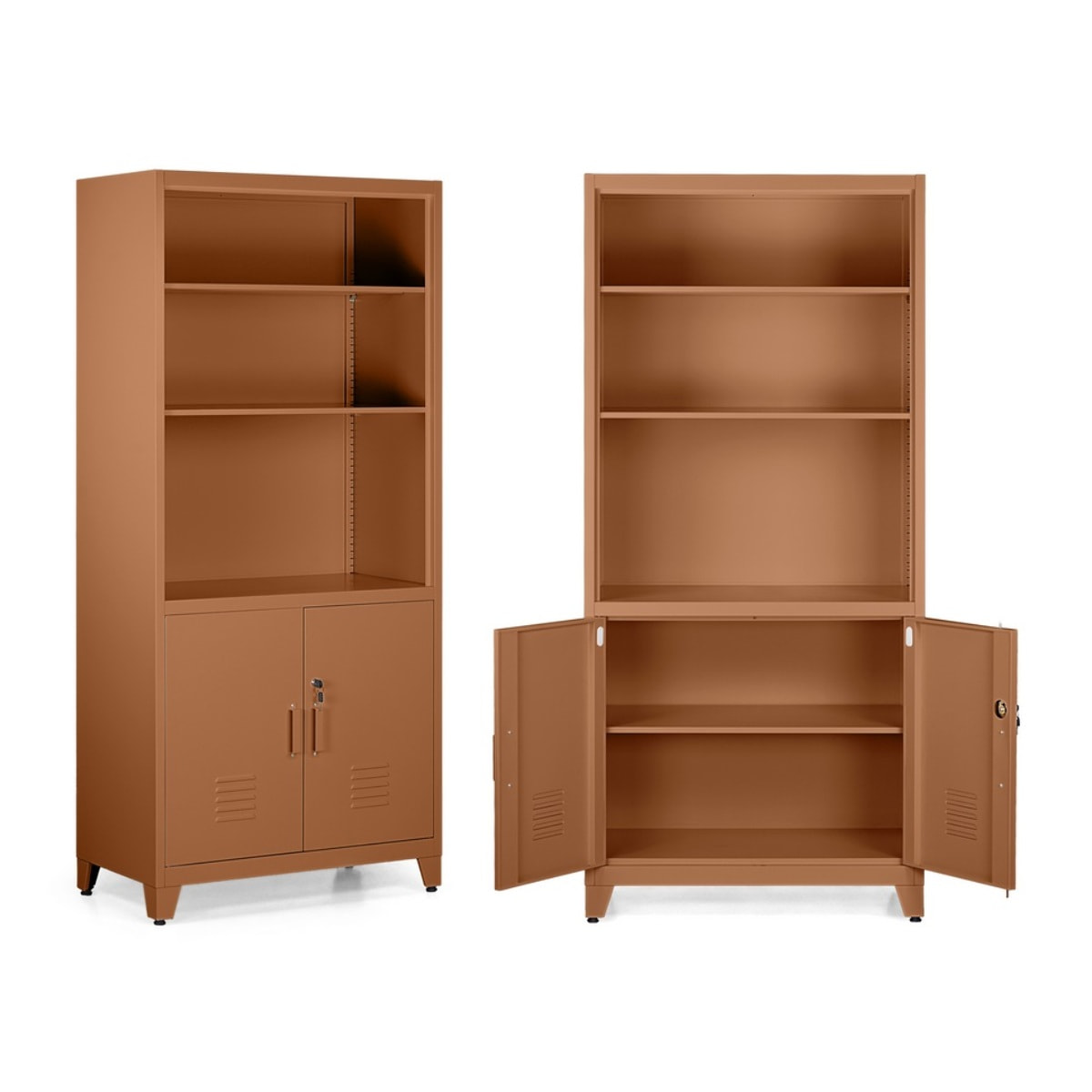 Armadio metallo semiaperto con ante e 5 scaffali mattone 84x45x190 cm - Yumi