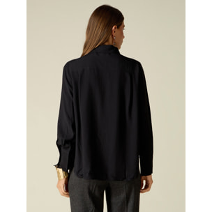 Oltre - Camicia in viscosa con bottoni gioiello - Nero