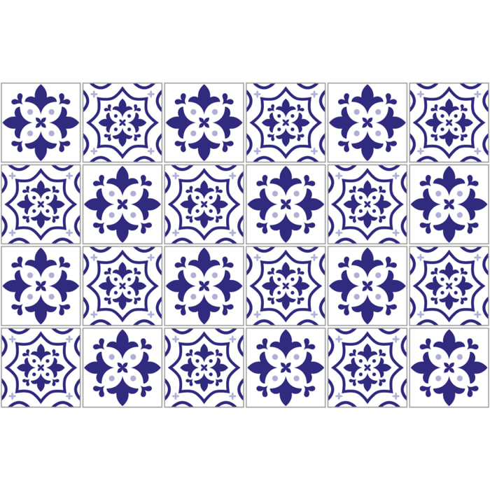 Stickers muraux - Sticker Mural Carrelage adhésif Cuisine Salle de Bain - 24 STICKERS CARRELAGES AZULEJOS LUPE