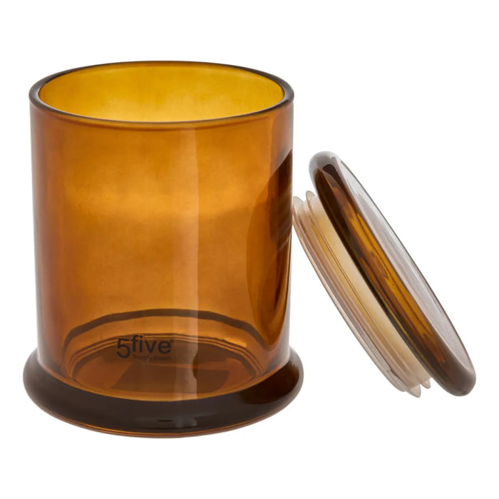 Pot rangement à cotons verre teinté marron