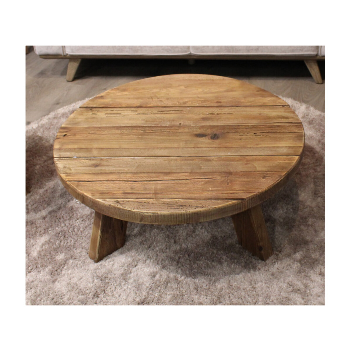 Table basse ronde D.90 cm en bois recyclé - ORIGIN