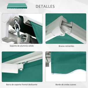 Toldo con Brazo de Aluminio Poliéster y Acero 4x2,5m Verde