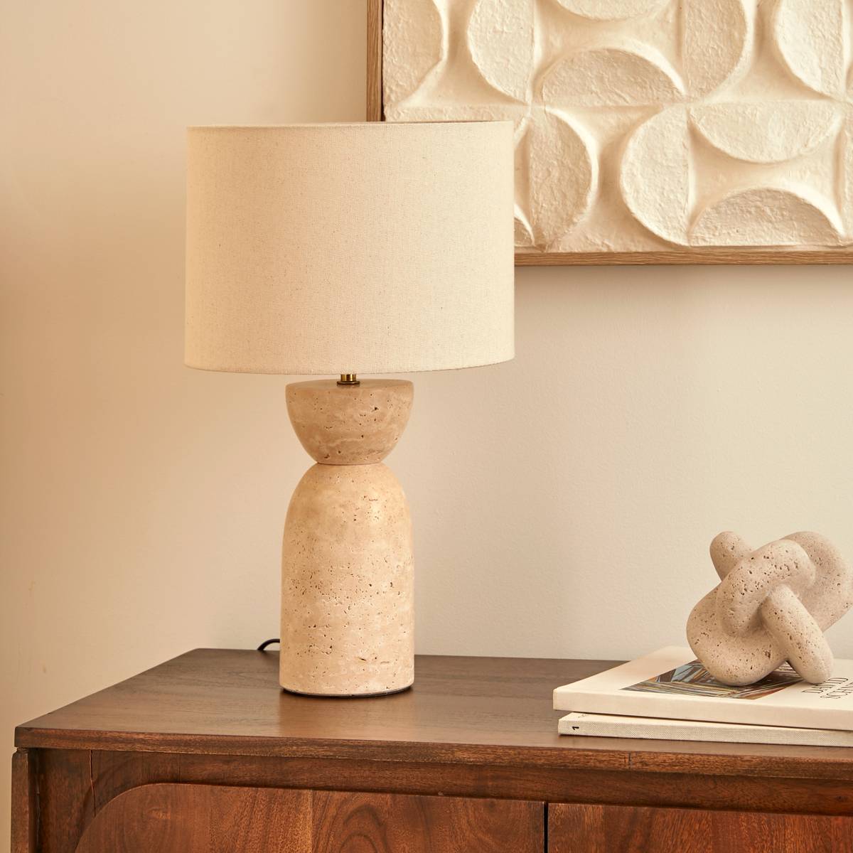 Lampe à poser champignon secteur Erin beige H47,5cm
