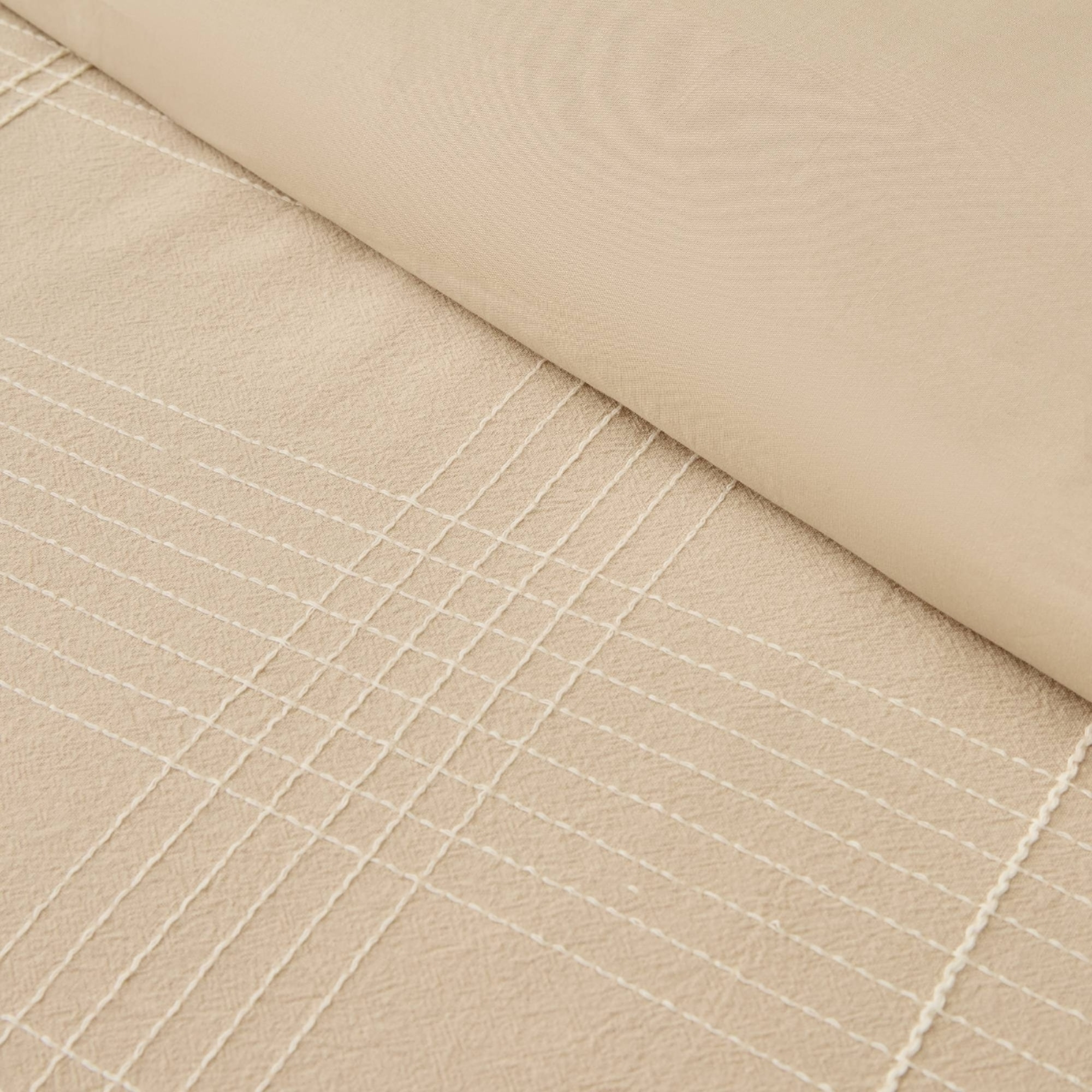 Funda nórdica algodón 180 hilos con textura de cuadros relieve de cuadros Ritcuad color marron beige 100% Algodón