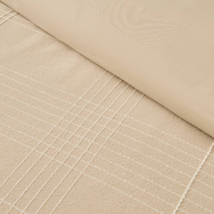 Funda nórdica algodón 180 hilos con textura de cuadros relieve de cuadros Ritcuad color marron beige 100% Algodón