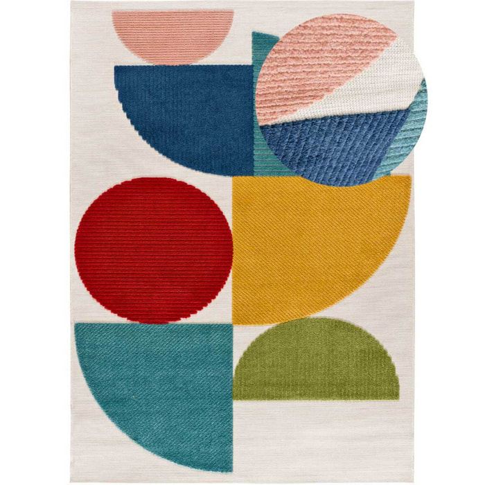 MILA Alfombra geomÃ©trica con relieve de exterior-interior multicolor, varias medidas disponibles.