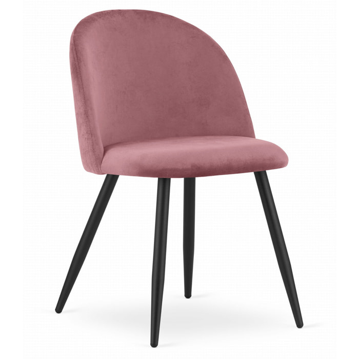 Sedia di design Bello in velluto rosa antico con gambe nere