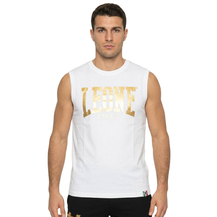 Camiseta sin mangas dorada para hombre