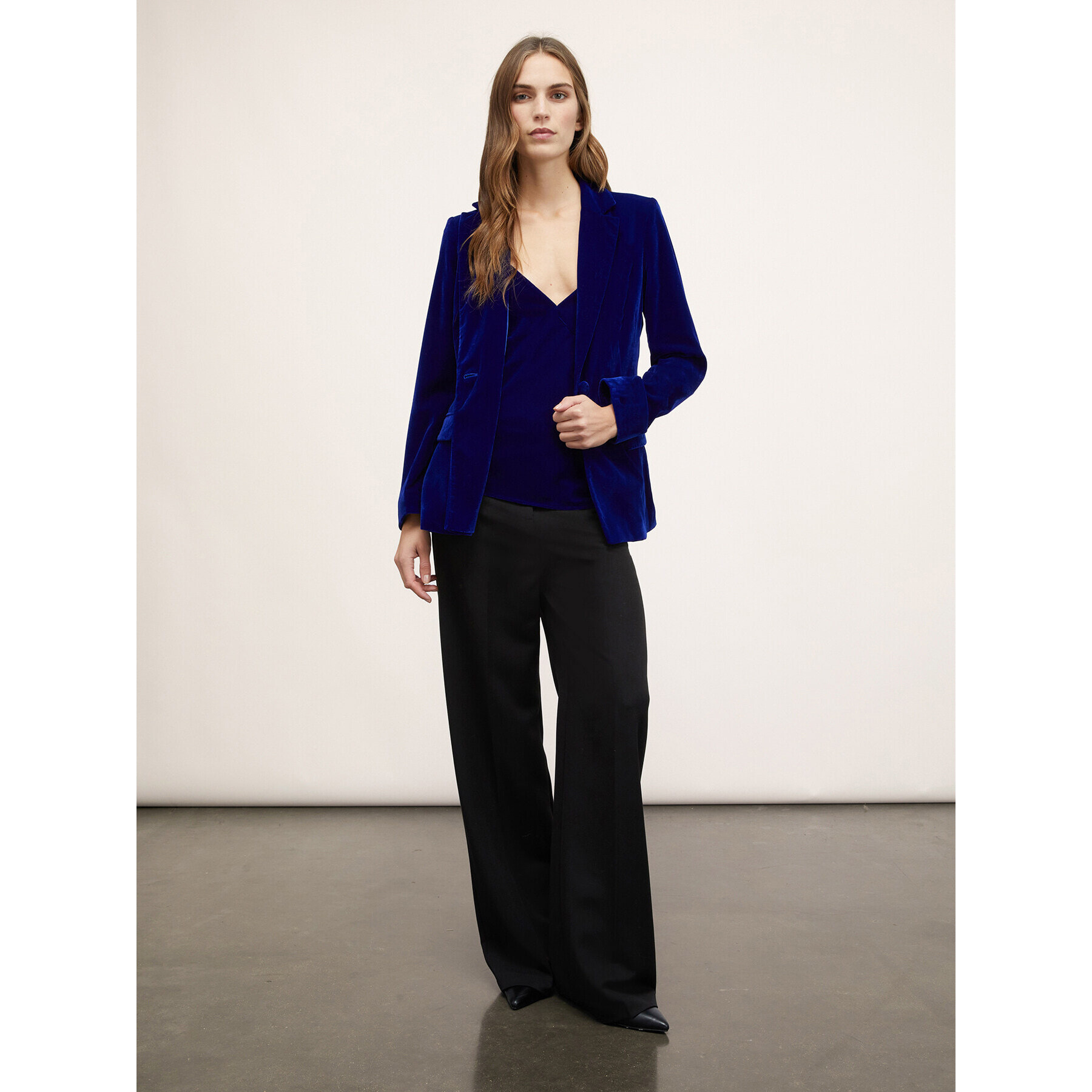 Motivi - Giacca blazer in velluto liscio - Bluette