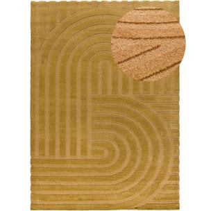 SNOWY Alfombra con relieve de estilo escandinavo en mostaza, varias medidas disponibles.