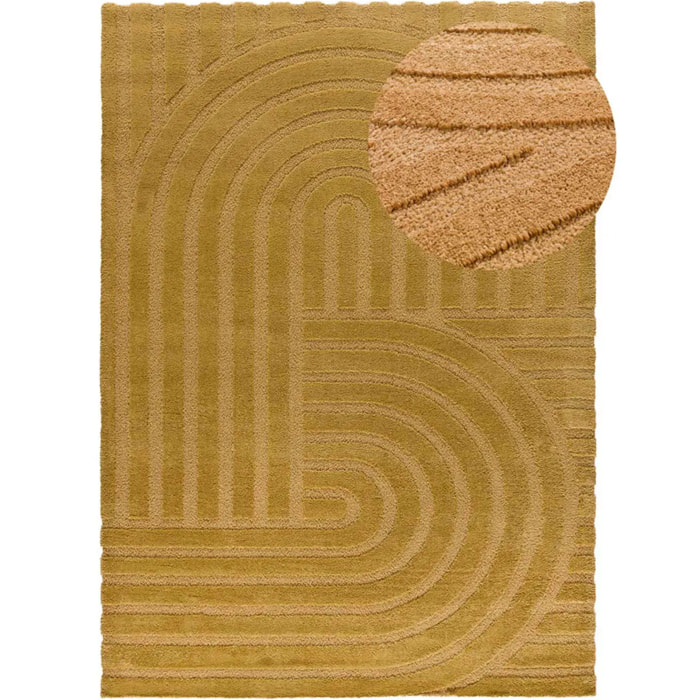 SNOWY Alfombra con relieve de estilo escandinavo en mostaza, varias medidas disponibles.