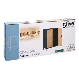 Cabinet "Chevrons" 2 portes effet pin naturel et noir 110x80cm