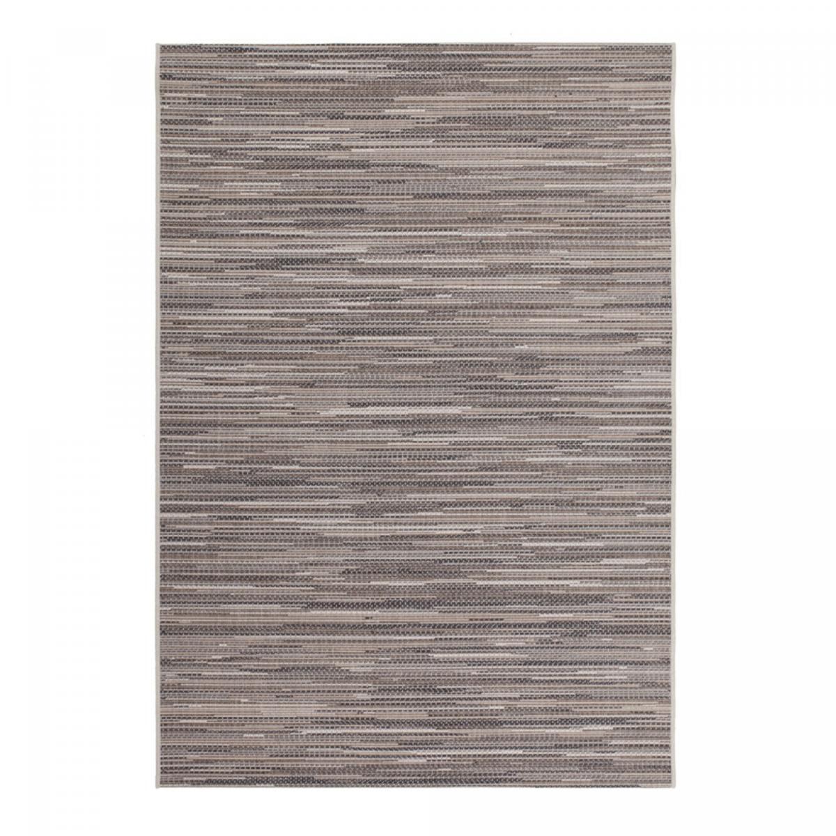 tapis salle à manger 200x290 tissé beige et marron rectangle motif faux uni