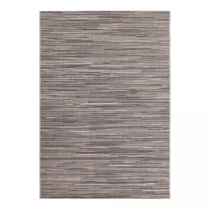 tapis salle à manger 200x290 tissé beige et marron rectangle motif faux uni