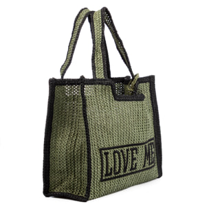 Bergamasco Bolso shopper Mujer. Fabricado en paja trenzada diseño "Love Me".