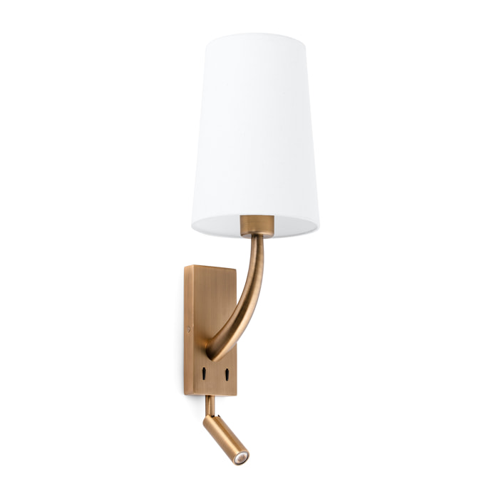 REM Lámpara aplique oro viejo mate/blanca con lector LED