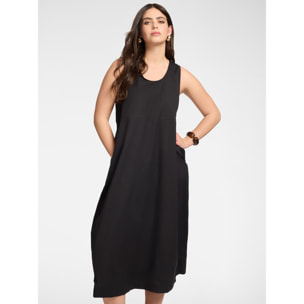 Elena Mirò - Vestido barrel en popelín - Negro