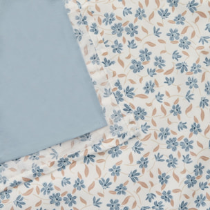 Funda nórdica de algodón percal 180 hilos flores Resplena color azul 100% Algodón percal