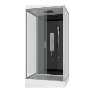 Cabine de douche Hydromassante 110x80x215 cm - Fond Noir et Profilés Gris - BLACK STYLE