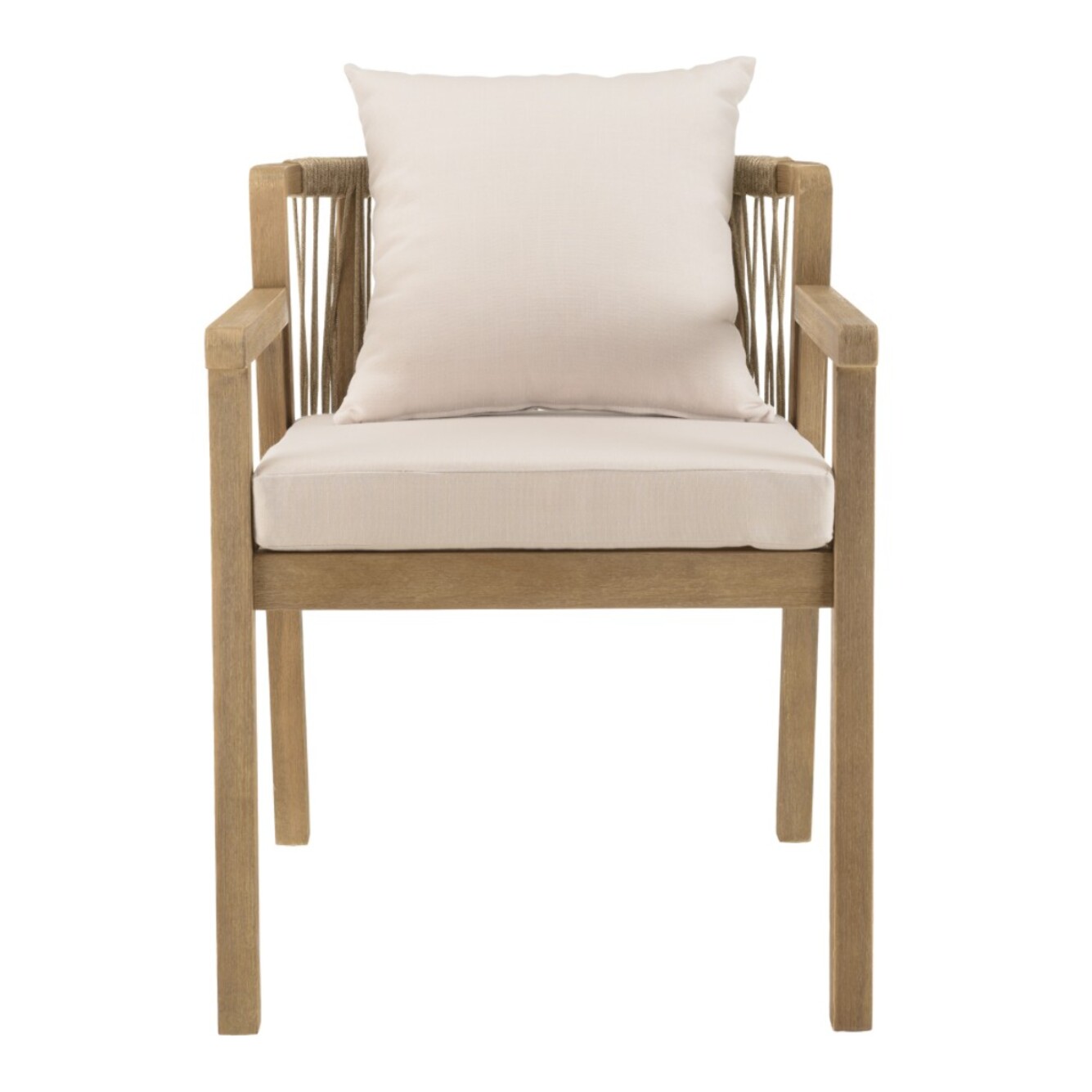 CELESTIN - Lot de 2 fauteuils bois acacia/cordage synth. beige et gris